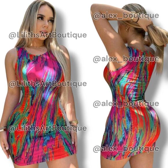 Allover Print Tank Dress(C038)-Size M for Women - Picture 1 of 10